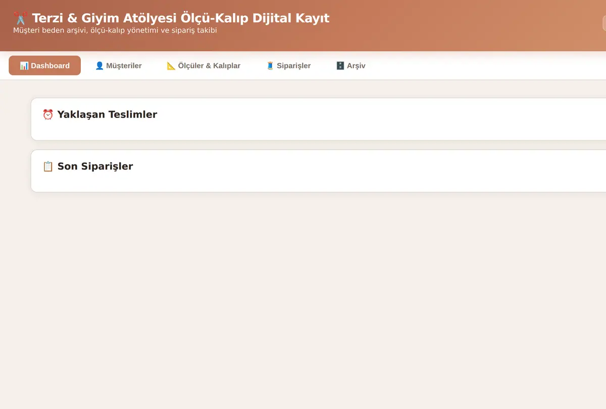 Terzi & Giyim Atölyesi Ölçü-Kalıp Dijital Kayıt ekran görüntüsü