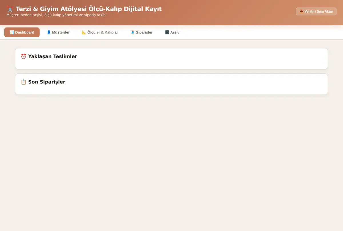 Terzi & Giyim Atölyesi Ölçü-Kalıp Dijital Kayıt ekran görüntüsü 2