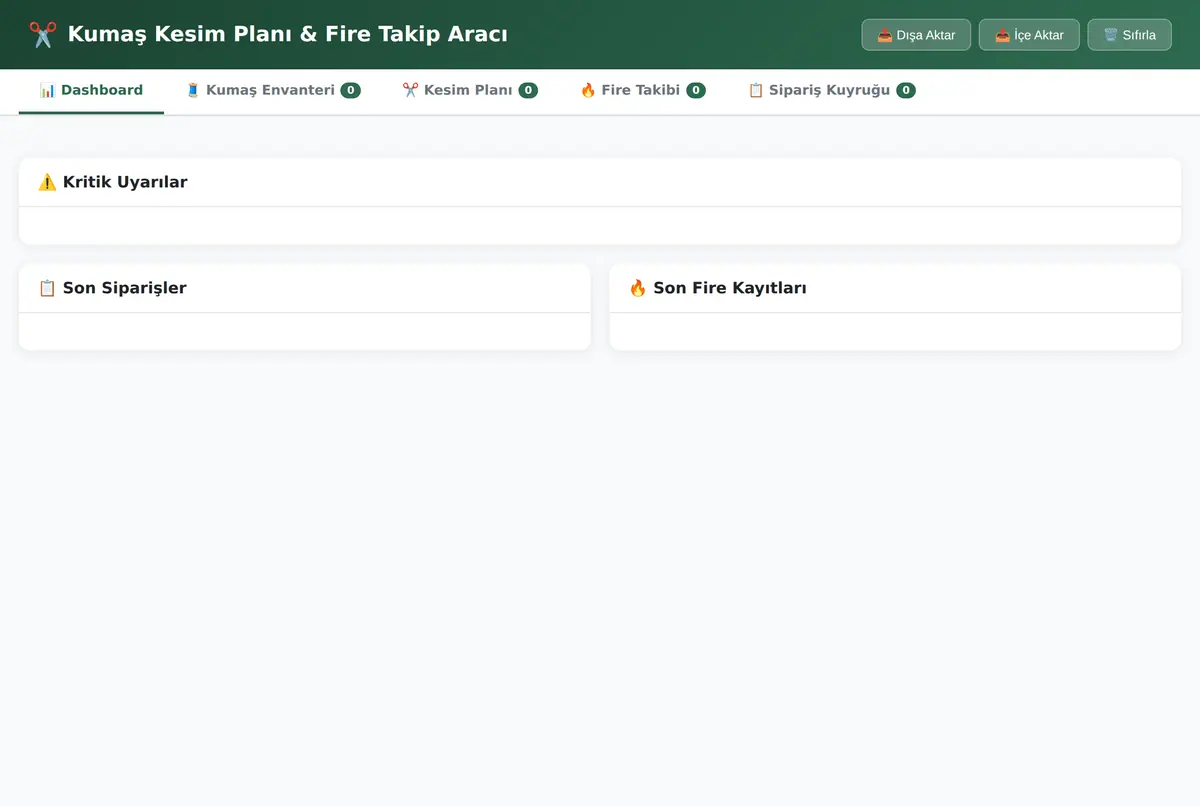 Kumaş Kesim Planı & Fire Takip Aracı ekran görüntüsü 3