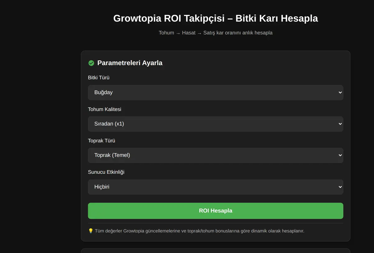 Growtopia ROI Takipçisi - Bitki Karı Hesapla ekran görüntüsü