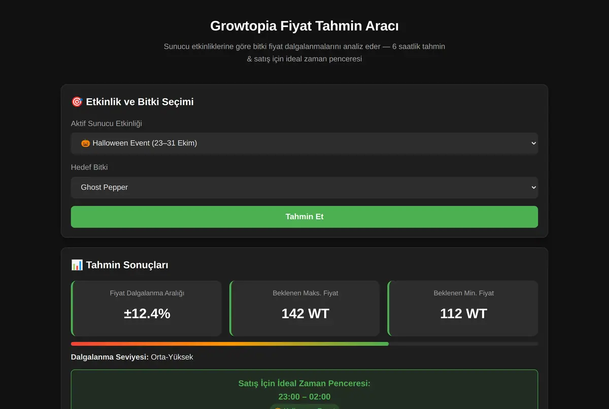 Growtopia Fiyat Tahmin Aracı ekran görüntüsü 2