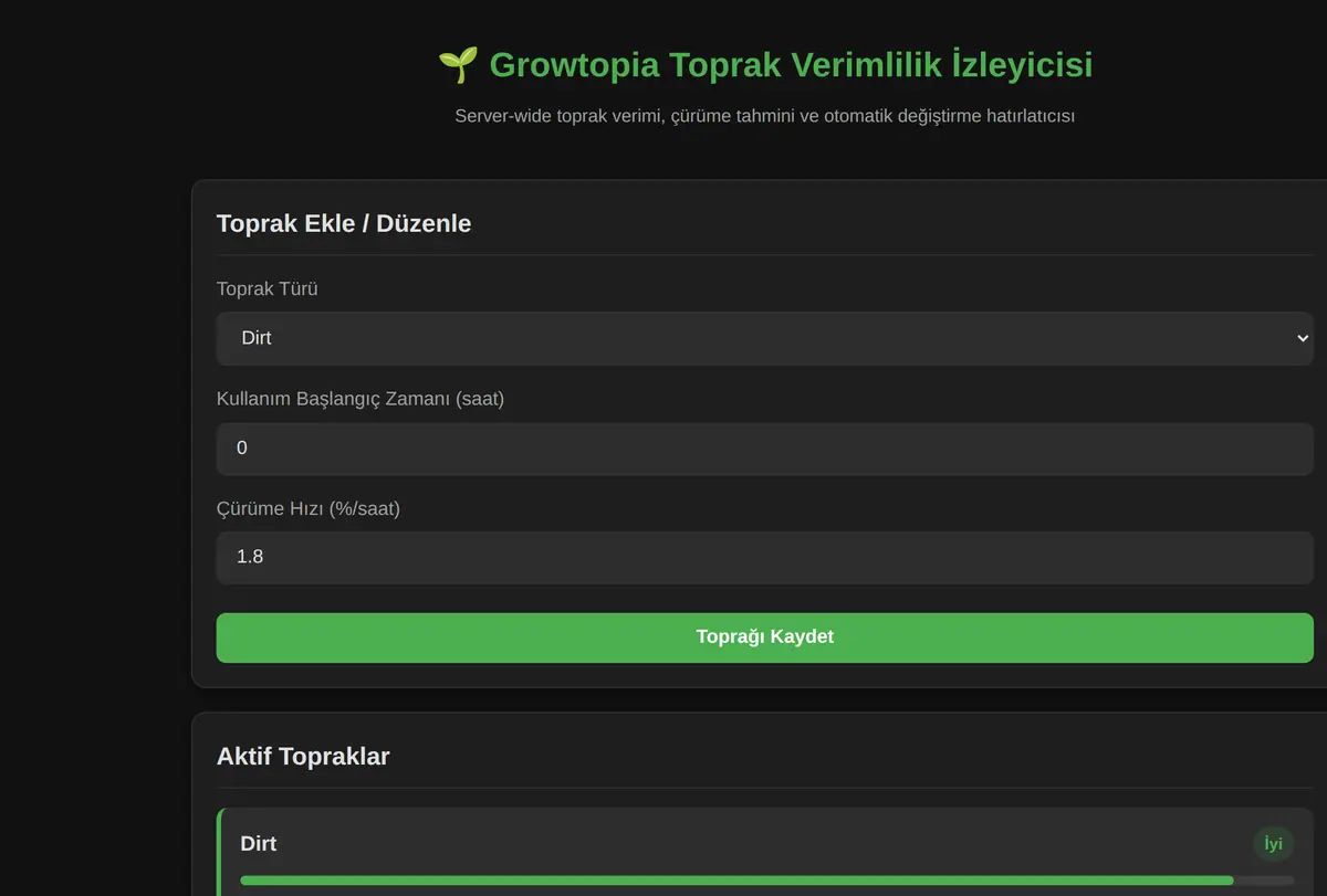 Growtopia Toprak Verimlilik İzleyicisi ekran görüntüsü