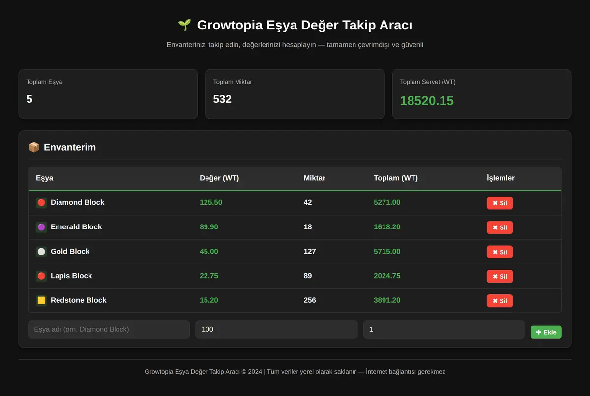 Growtopia Eşya Değer Takip Aracı ekran görüntüsü 3