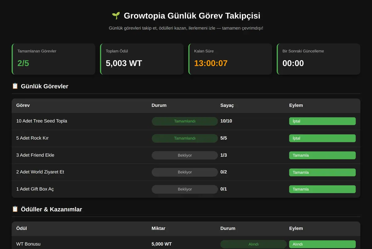 Growtopia Günlük Görev Takipçisi ekran görüntüsü 2