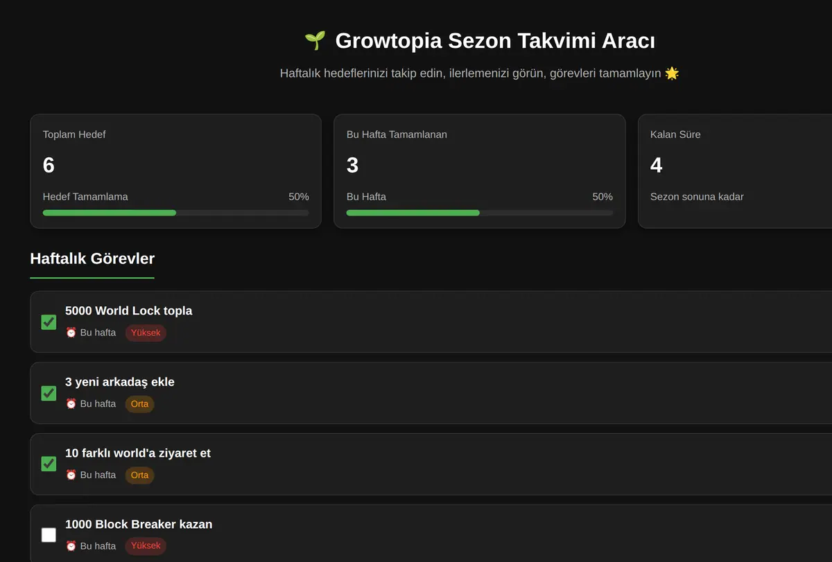 Growtopia Sezon Takvimi Aracı ekran görüntüsü