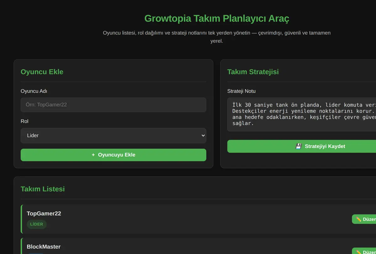 Growtopia Takım Planlayıcı Araç ekran görüntüsü