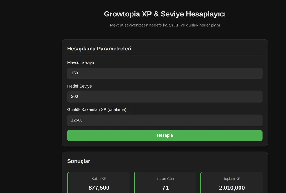 Growtopia XP & Seviye Hesaplayıcı ekran görüntüsü
