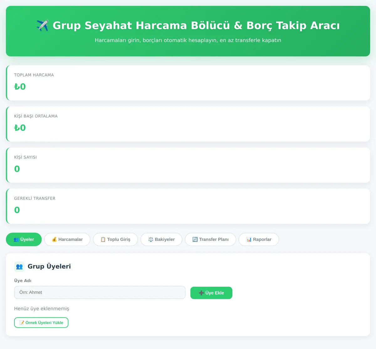 Grup Seyahat Harcama Bölücü & Borç Takip Aracı ekran görüntüsü 3
