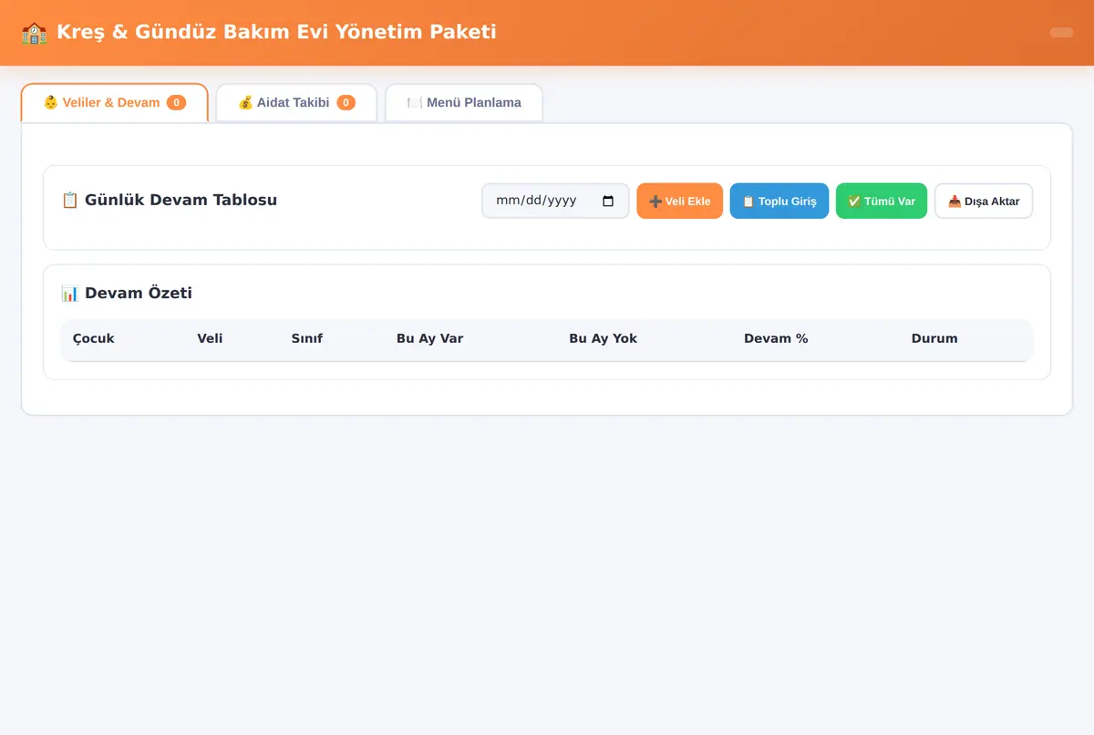 Kreş & Gündüz Bakım Evi Yönetim Paketi ekran görüntüsü 2