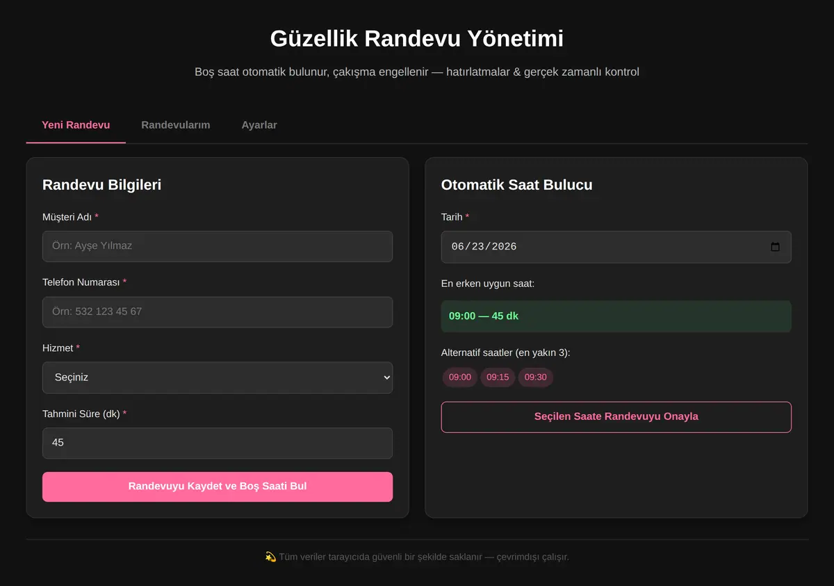 Güzellik Randevu Yönetimi ekran görüntüsü 3