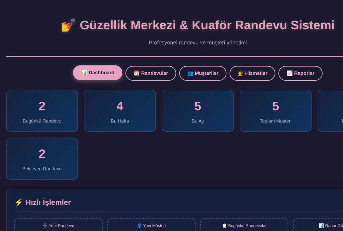 Kuaför & Güzellik Randevu Defteri ekran görüntüsü