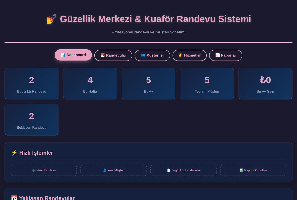Kuaför & Güzellik Randevu Defteri ekran görüntüsü 2