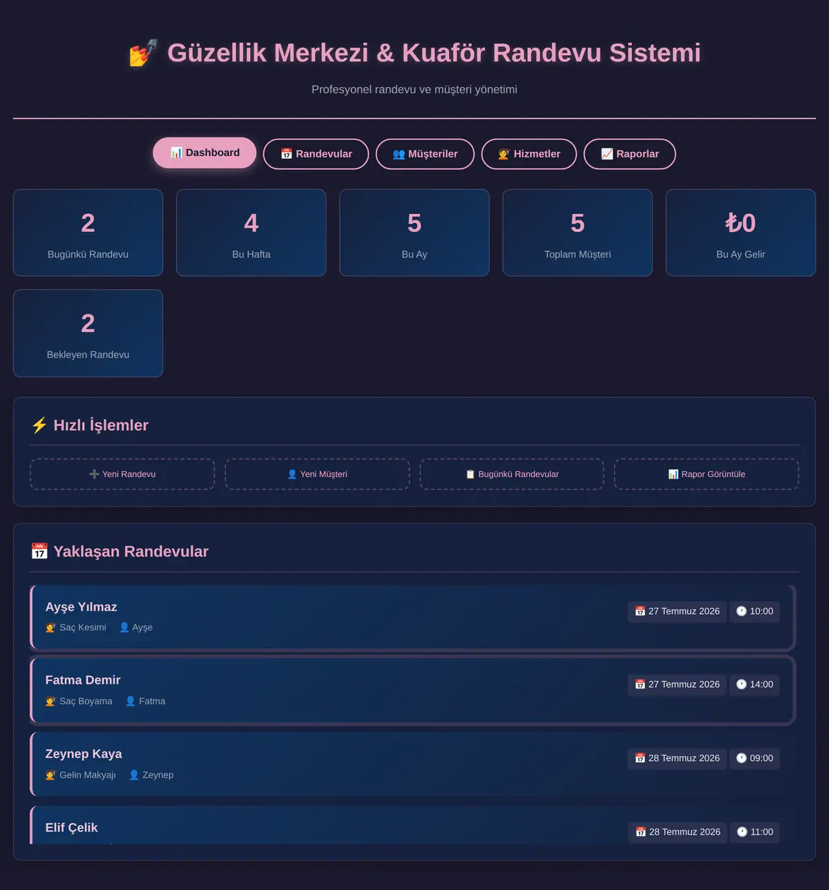Kuaför & Güzellik Randevu Defteri ekran görüntüsü 3