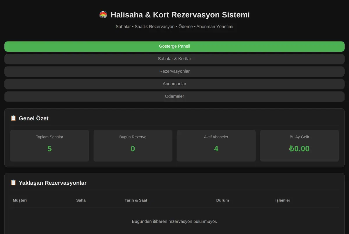 Halisaha & Kort Rezervasyon Sistemi ekran görüntüsü 2