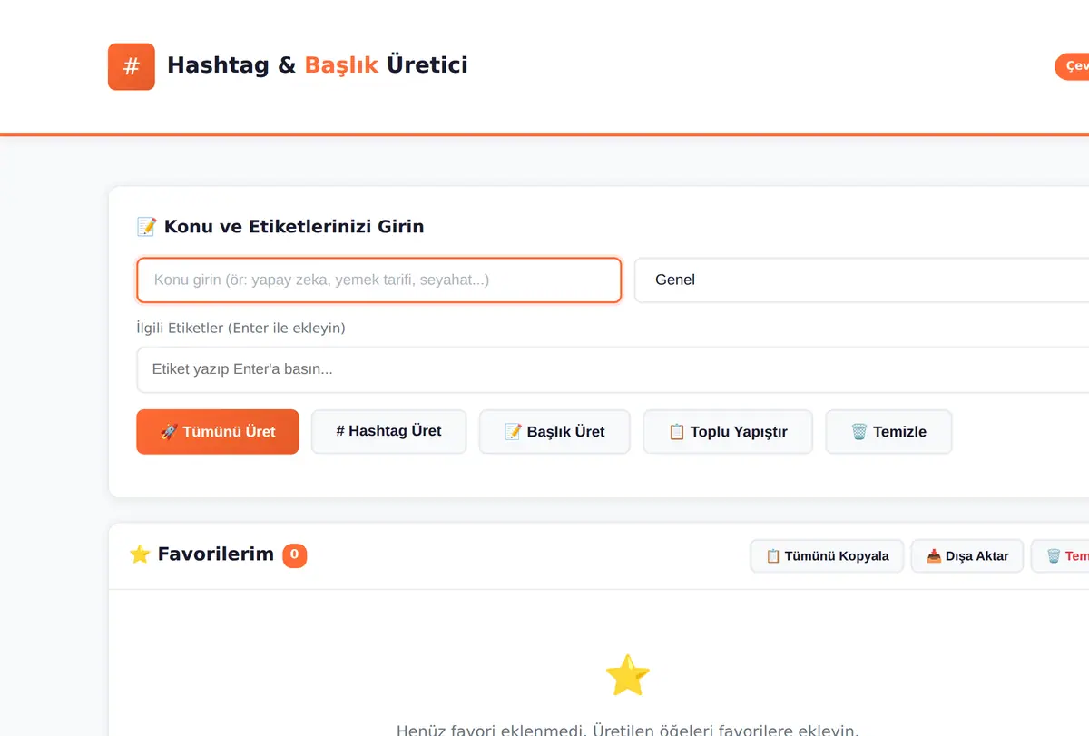 Hashtag & Başlık Üretici Çevrimdışı Araç ekran görüntüsü