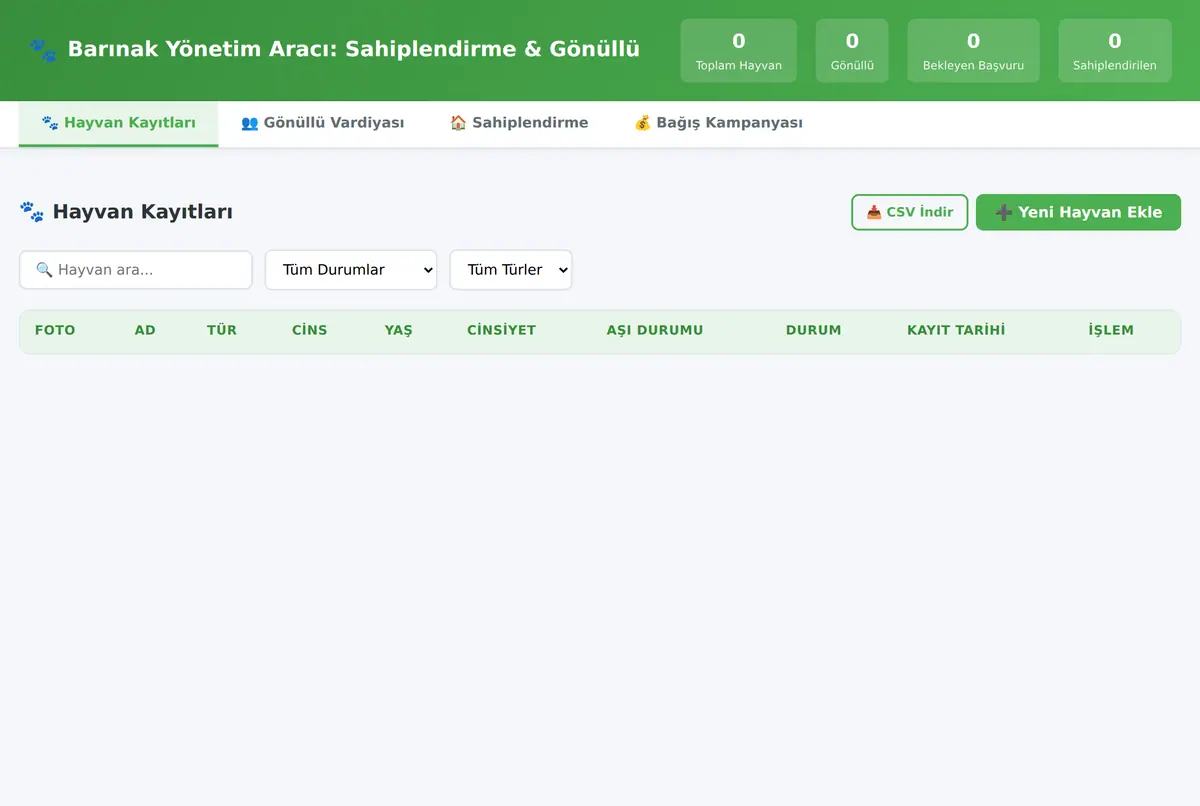 Barınak Yönetim Aracı: Sahiplendirme & Gönüllü ekran görüntüsü 3