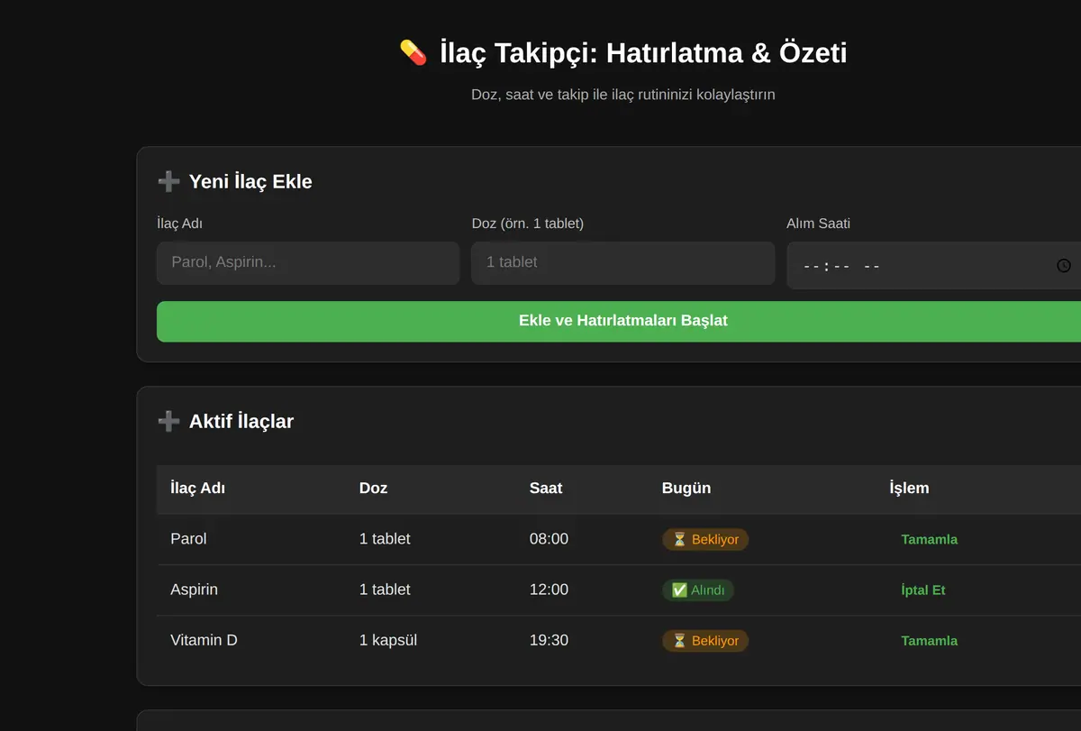 İlaç Takipçi: Hatırlatma & Özeti ekran görüntüsü
