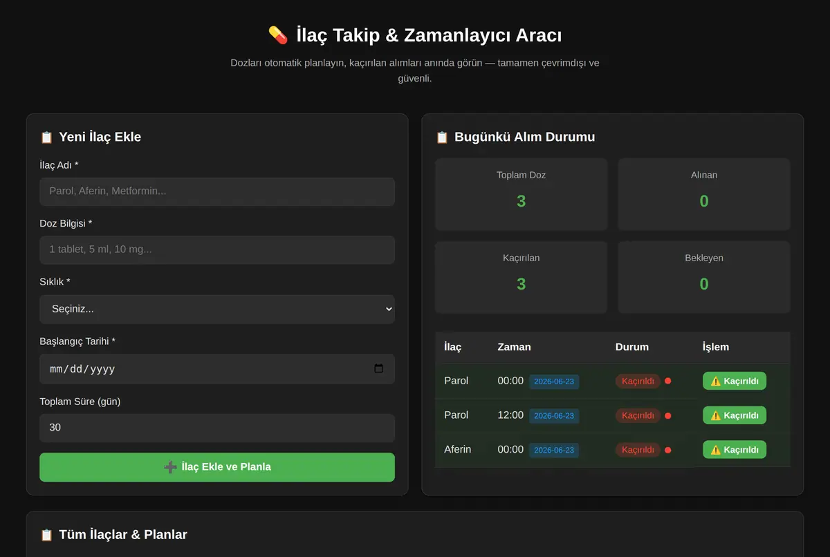İlaç Takip & Zamanlayıcı Aracı ekran görüntüsü 2
