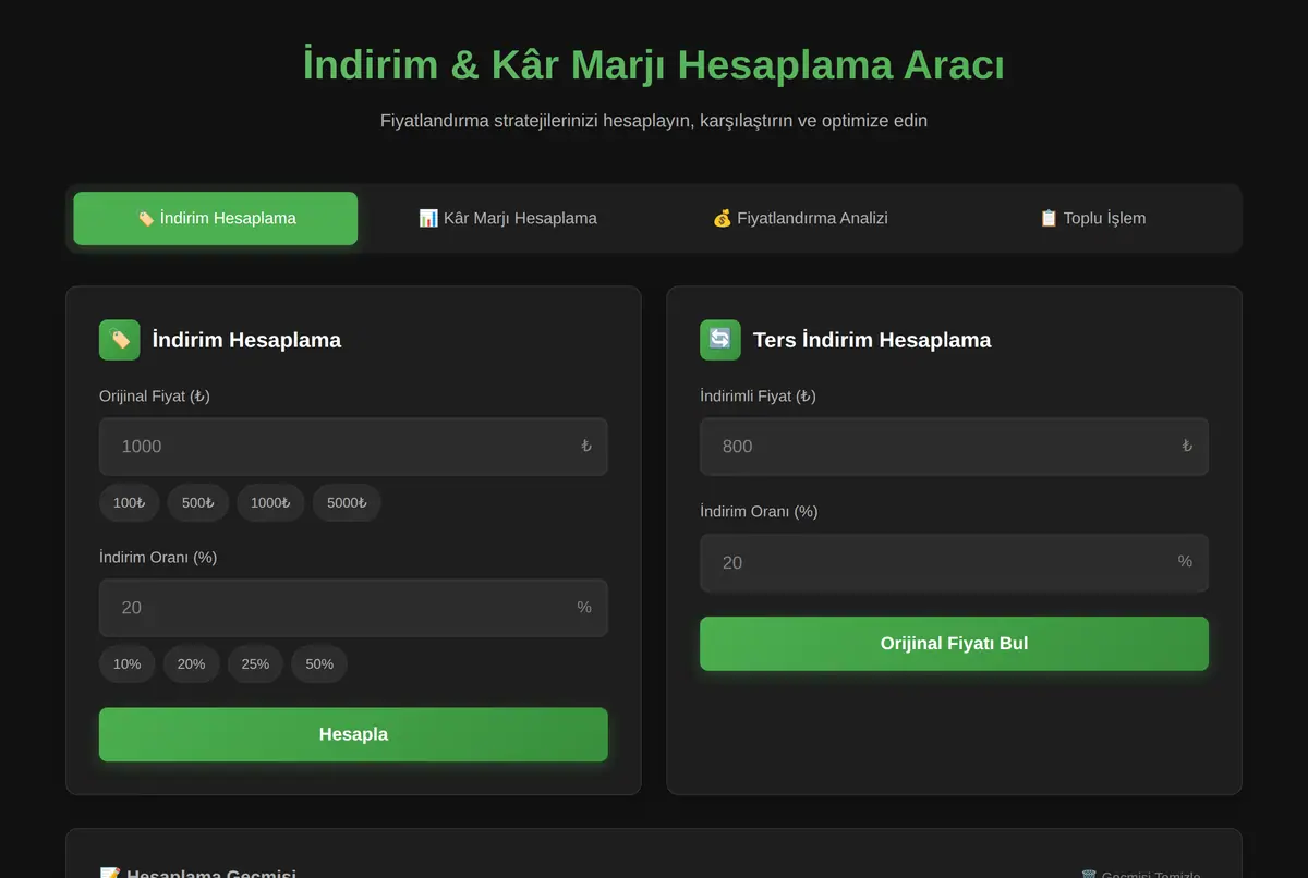 İndirim & Kâr Marjı Hesaplama Aracı ekran görüntüsü 2
