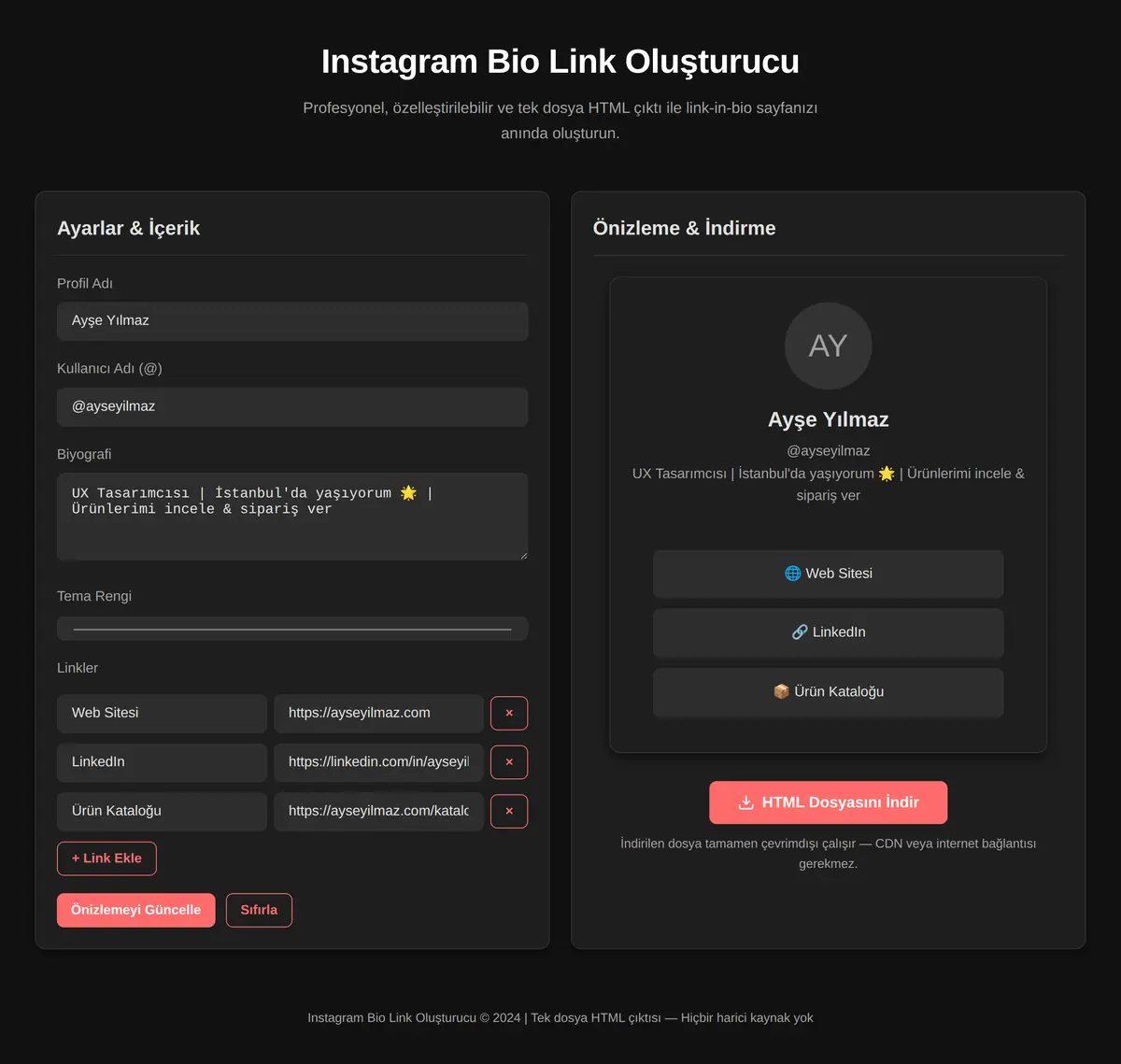 Instagram Bio Link Oluşturucu ekran görüntüsü 3