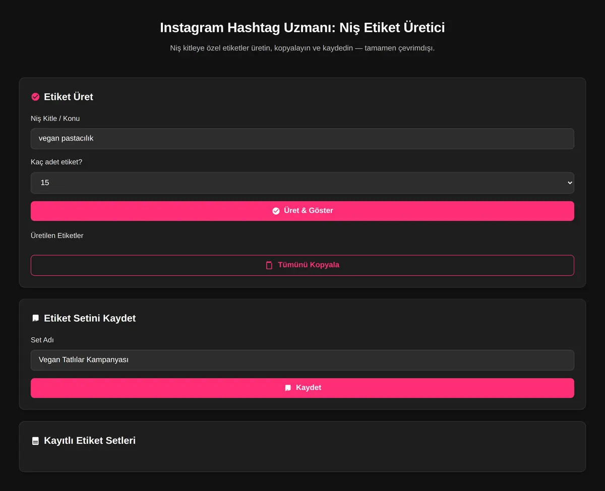 Instagram Hashtag Uzmanı: Niş Etiket Üretici ekran görüntüsü 3