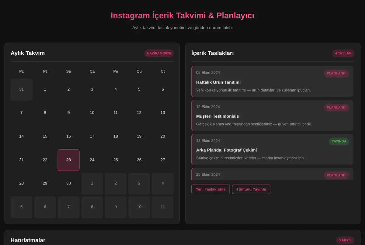 Instagram İçerik Takvimi & Planlayıcı ekran görüntüsü 2