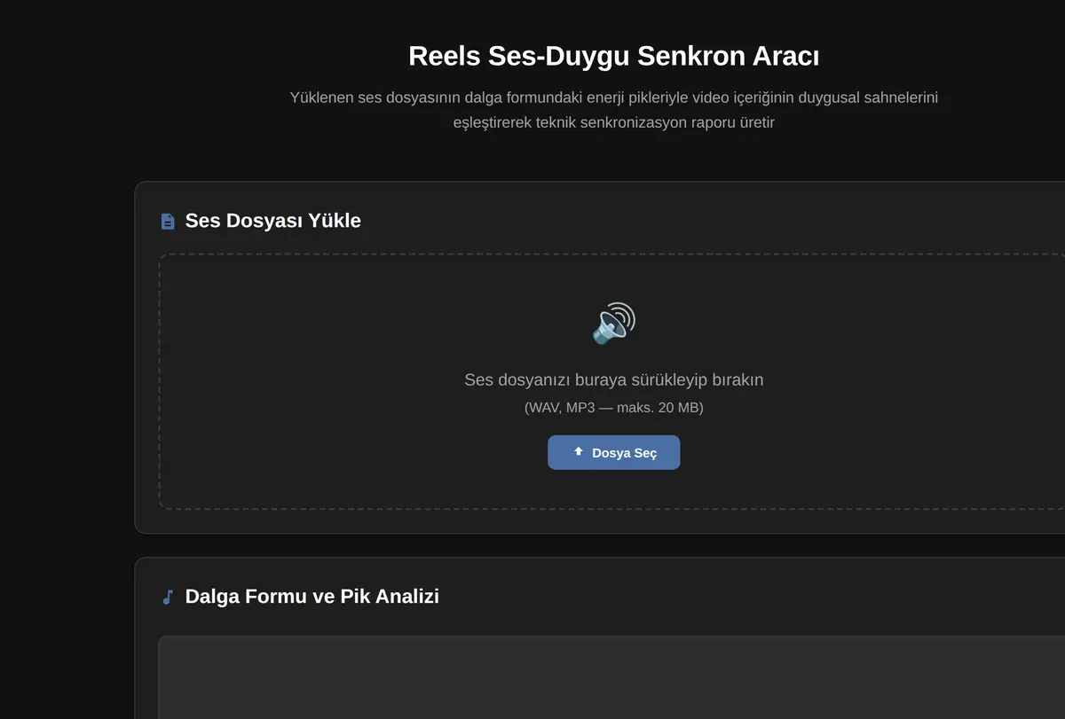 Reels Ses-Duygu Senkron Aracı ekran görüntüsü