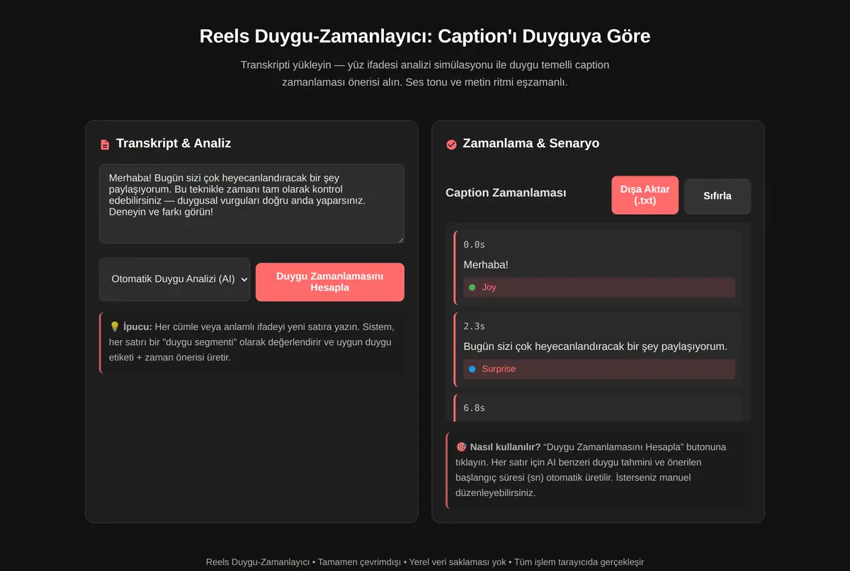 Reels Duygu-Zamanlayıcı: Caption'ı Duyguya Göre ekran görüntüsü 2