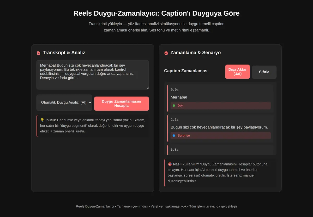 Reels Duygu-Zamanlayıcı: Caption'ı Duyguya Göre ekran görüntüsü 3