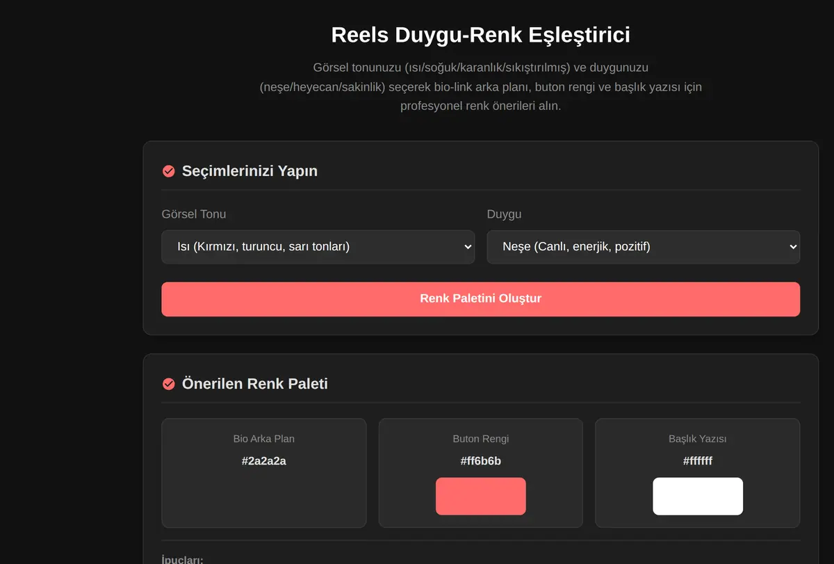 Reels Duygu-Renk Eşleştirici ekran görüntüsü
