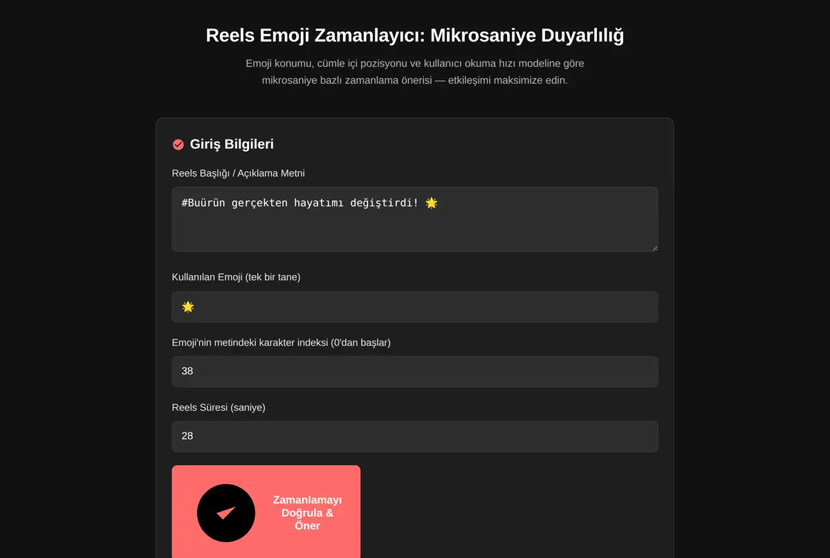 Reels Emoji Zamanlayıcı: Mikrosaniye Duyarlılığ ekran görüntüsü 2