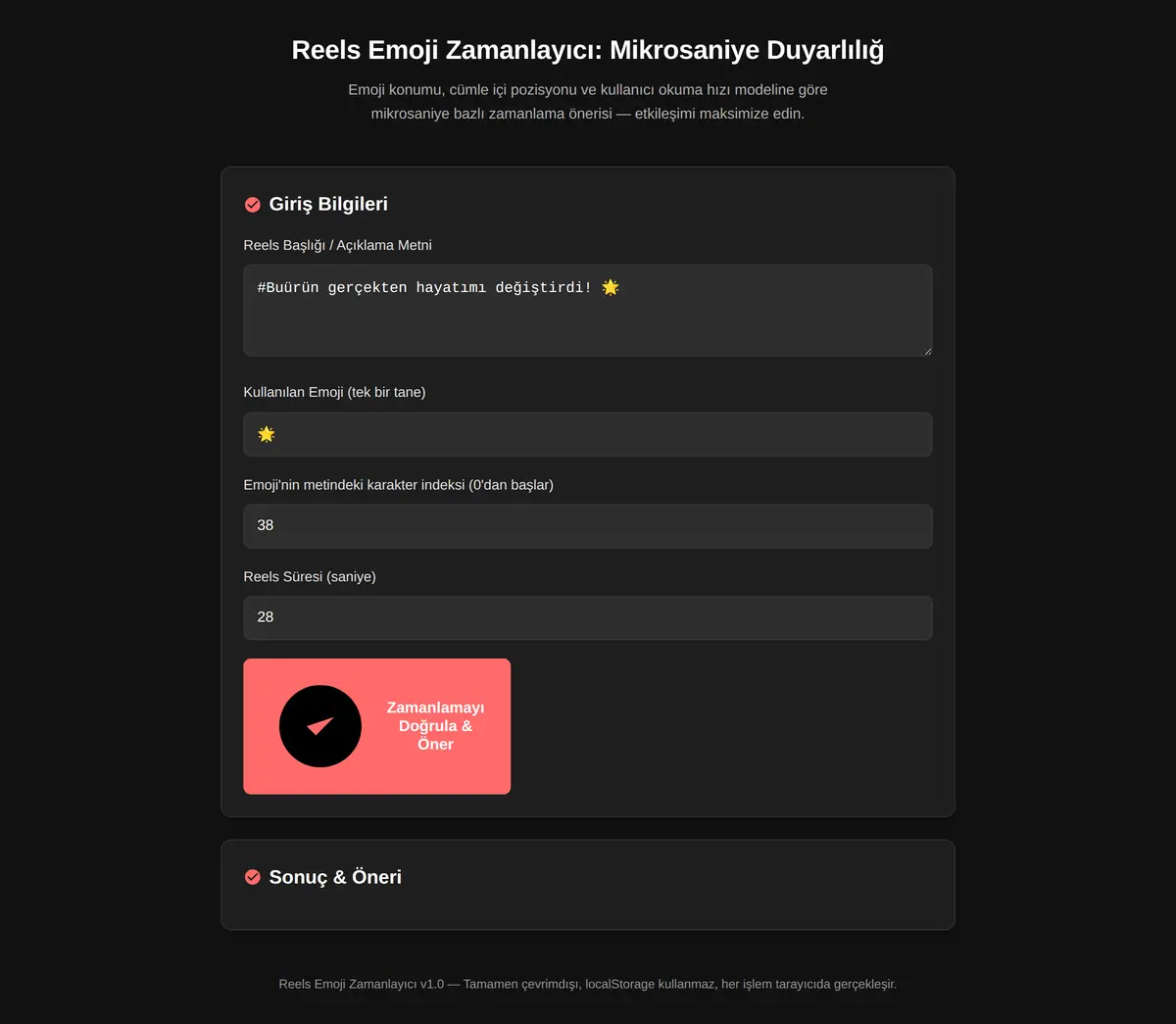 Reels Emoji Zamanlayıcı: Mikrosaniye Duyarlılığ ekran görüntüsü 3