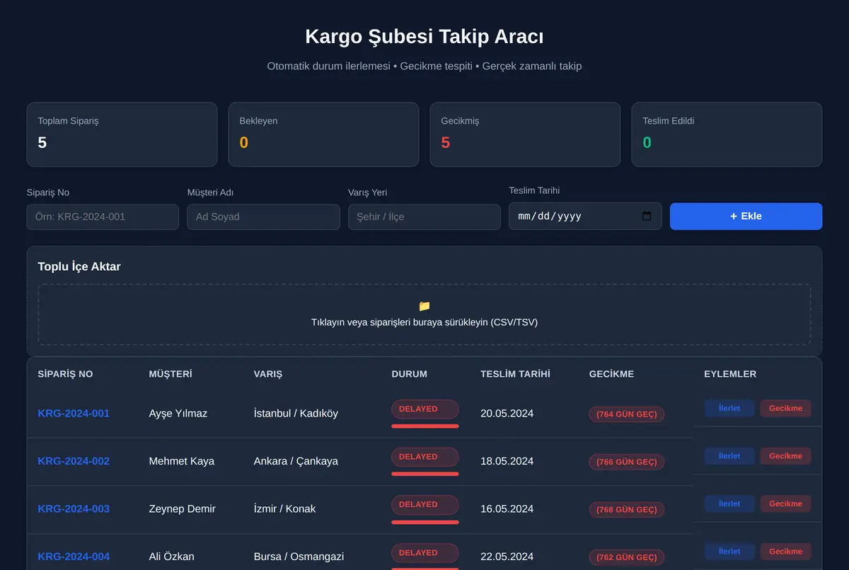 Kargo Şubesi Takip Aracı ekran görüntüsü 2