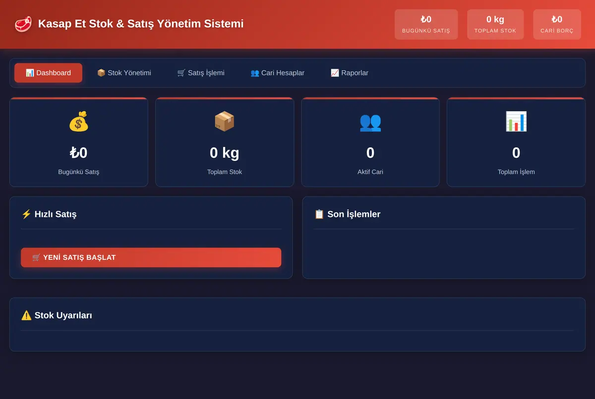 Kasap Et Stok & Satış Yönetim Sistemi ekran görüntüsü 3