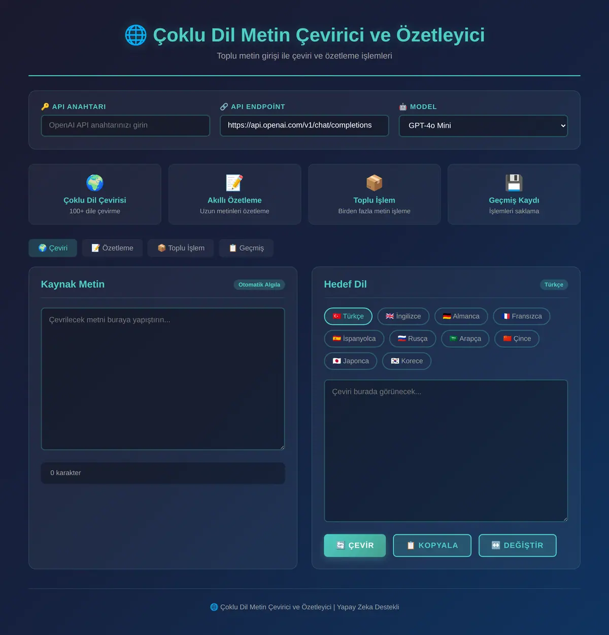 Çoklu Dil Metin Çevirici ve Özetleyici ekran görüntüsü 3
