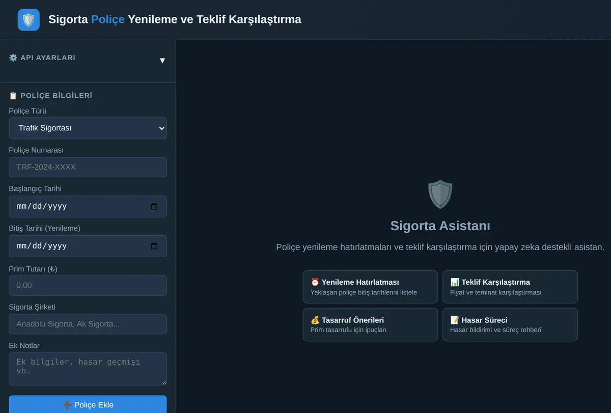 Sigorta Poliçe Yenileme ve Teklif Karşılaştırma ekran görüntüsü