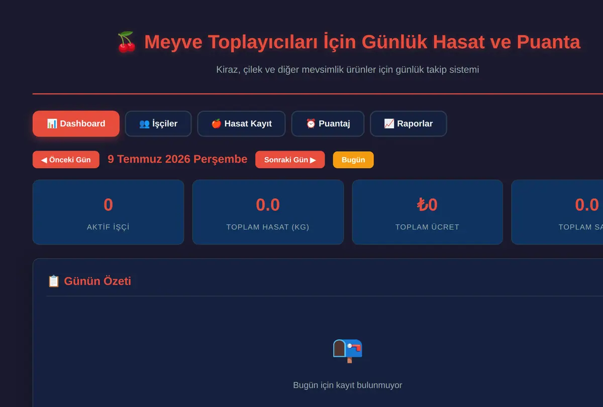 Meyve Toplayıcıları İçin Günlük Hasat ve Puanta ekran görüntüsü