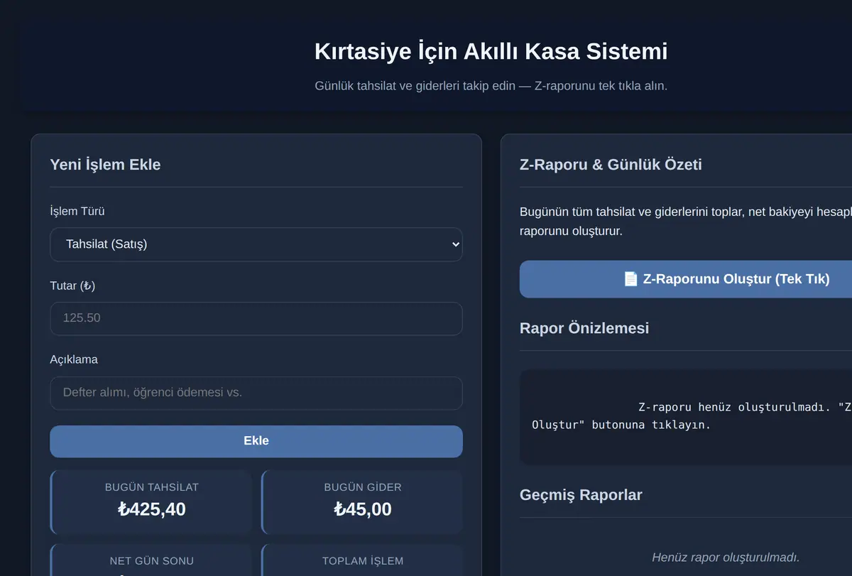 Kırtasiye İçin Akıllı Kasa Sistemi ekran görüntüsü