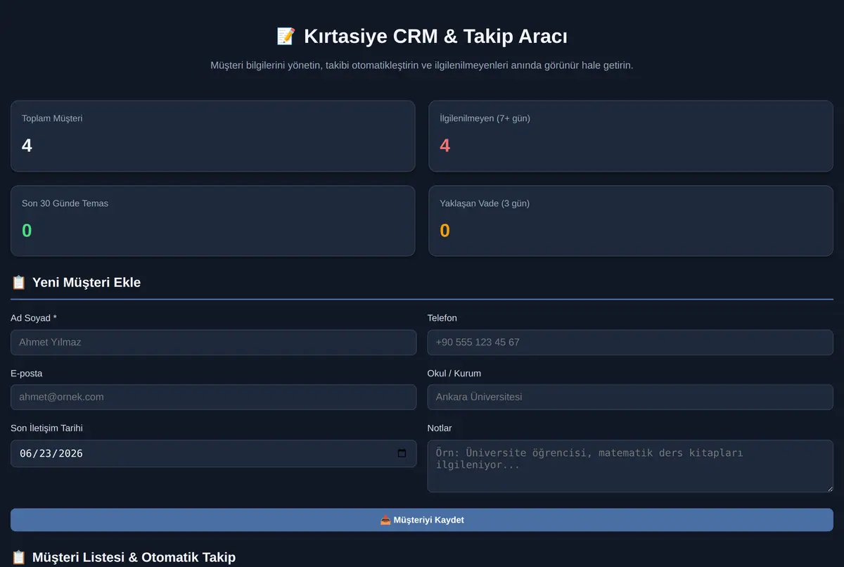 Spor Salonu CRM & Takip Aracı ekran görüntüsü 2