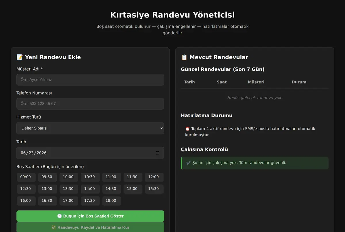 Kırtasiye Randevu Yöneticisi ekran görüntüsü 2