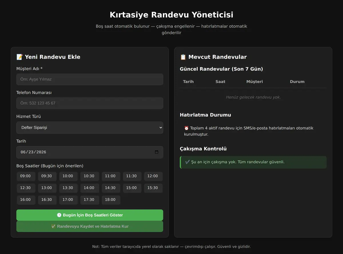 Kırtasiye Randevu Yöneticisi ekran görüntüsü 3