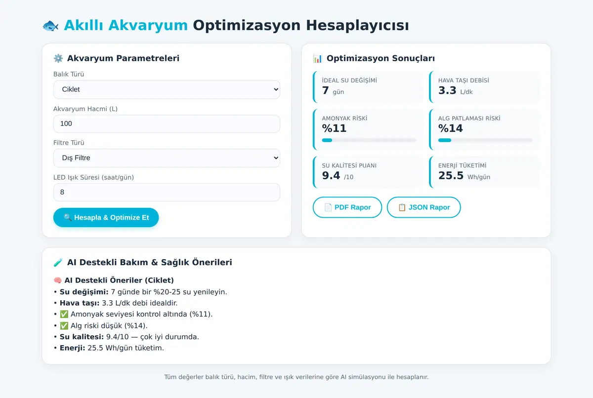 Akıllı Akvaryum Optimizasyon Hesaplayıcısı ekran görüntüsü 2