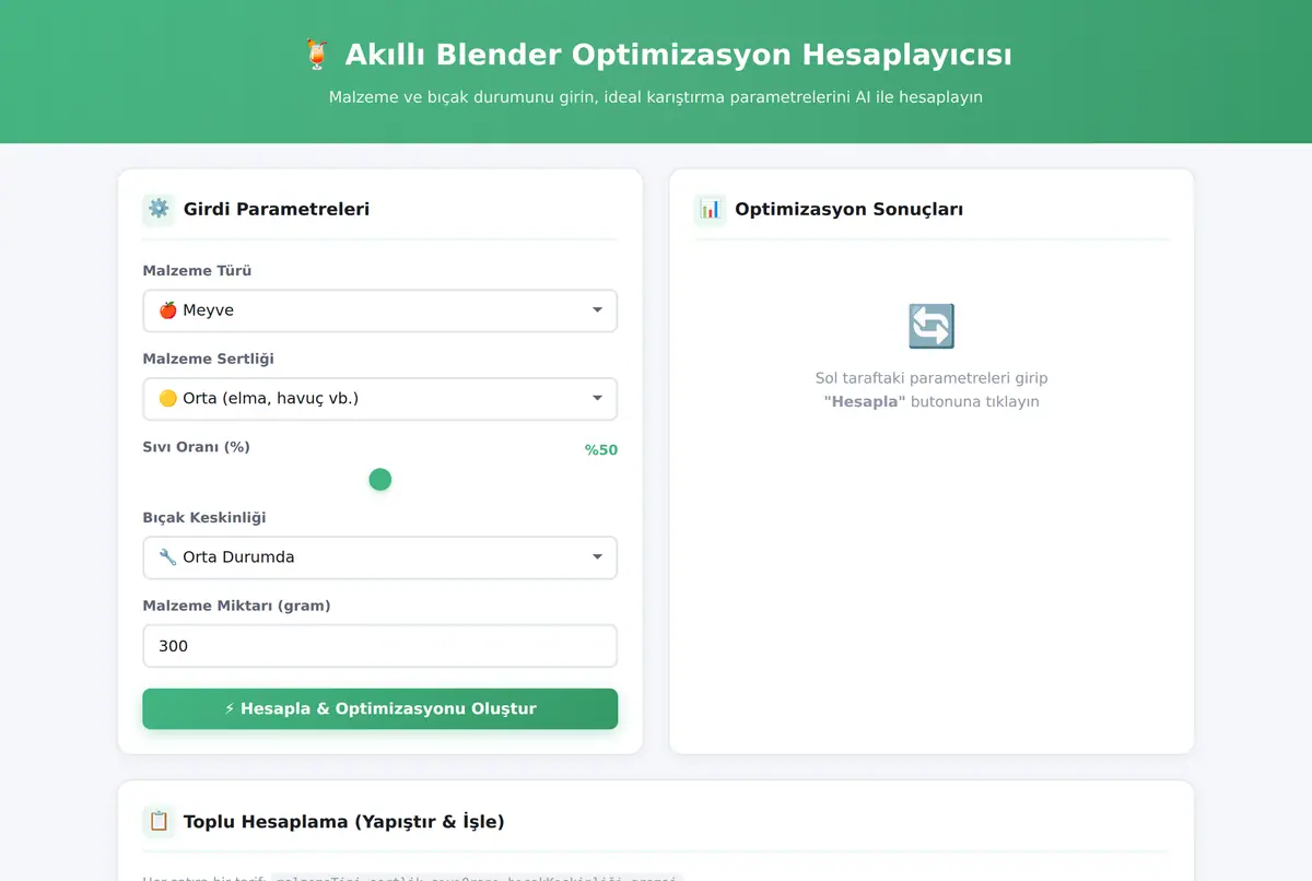 Akıllı Blender Optimizasyon Hesaplayıcısı ekran görüntüsü 2