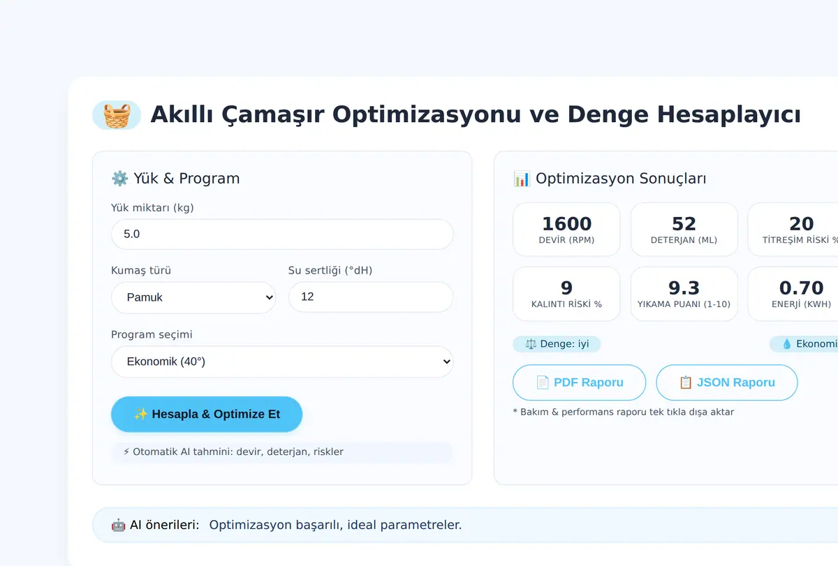 Akıllı Çamaşır Optimizasyonu ve Denge Hesaplayıcı ekran görüntüsü