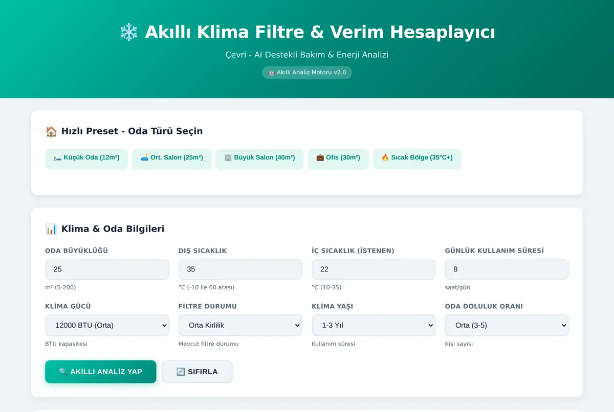 Akıllı Klima Filtre & Verim Hesaplayıcı - Çevri ekran görüntüsü 2