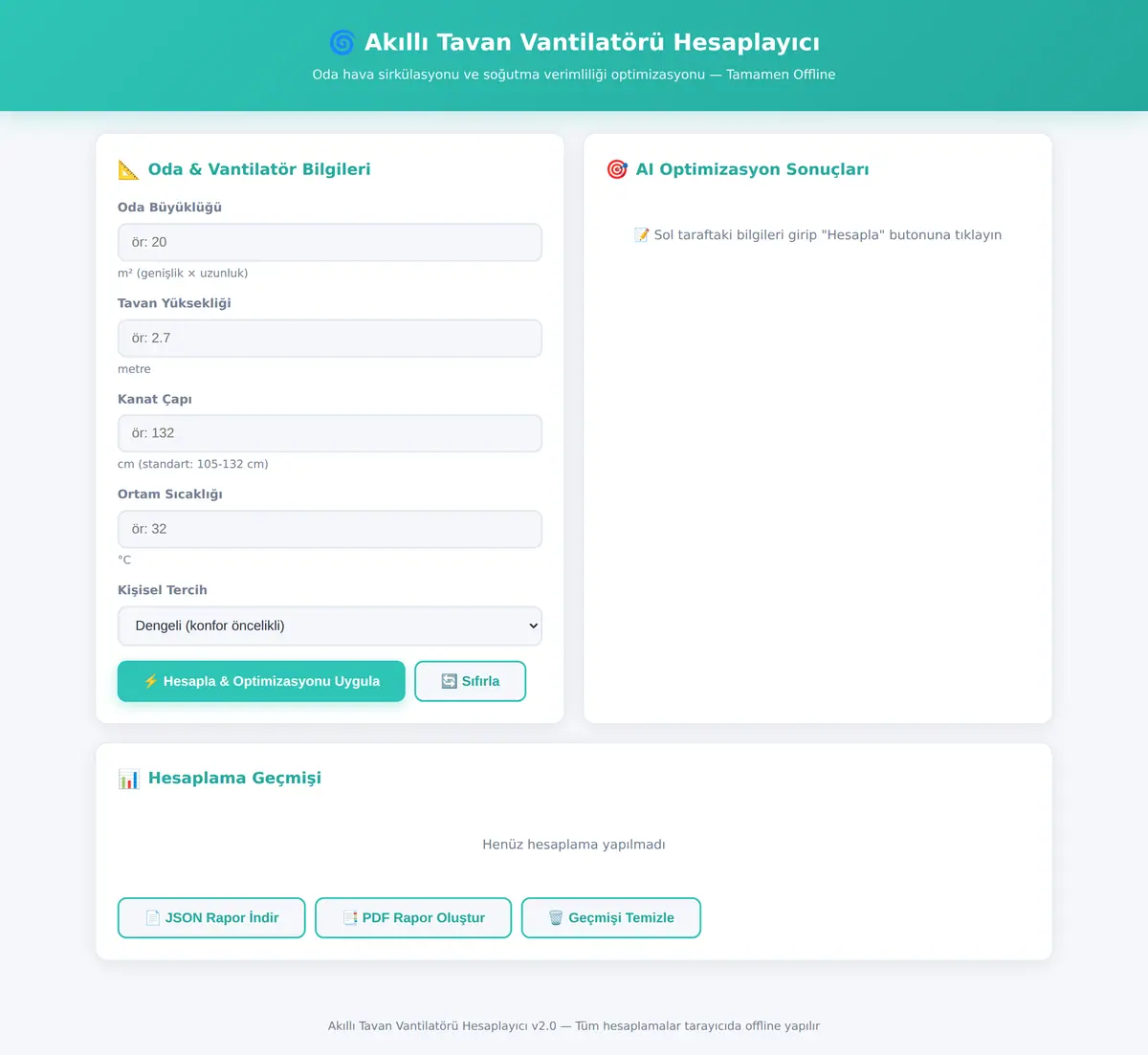 Akıllı Tavan Vantilatörü Hesaplayıcı - Offline ekran görüntüsü 3