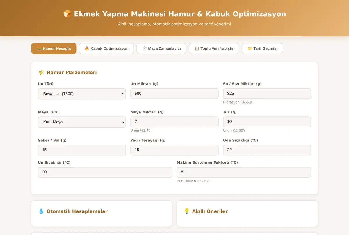 Ekmek Yapma Makinesi Hamur & Kabuk Optimizasyonu ekran görüntüsü 2