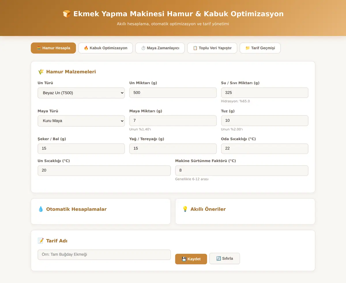 Ekmek Yapma Makinesi Hamur & Kabuk Optimizasyonu ekran görüntüsü 3