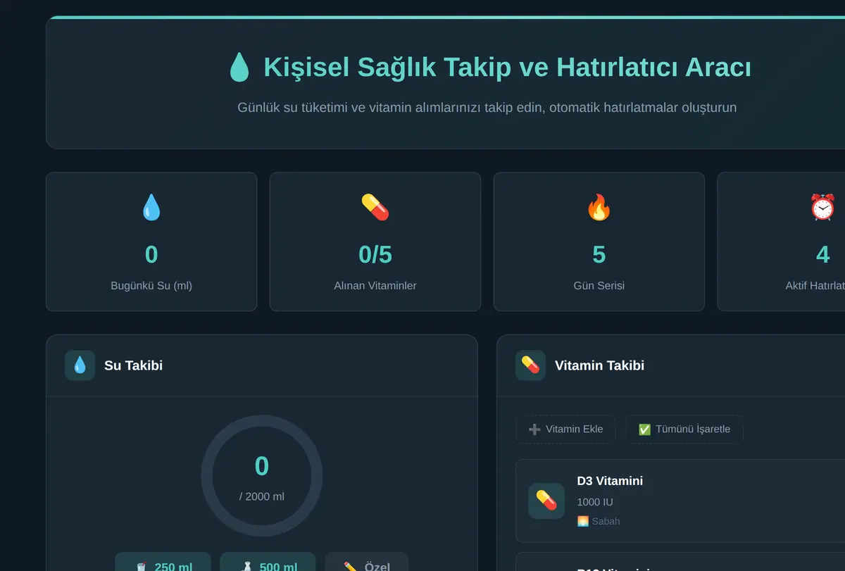 Kişisel Sağlık Takip ve Hatırlatıcı Aracı ekran görüntüsü