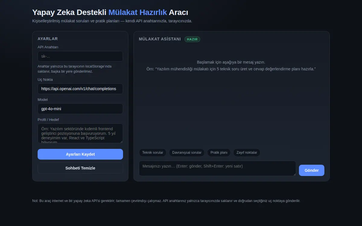 Kişisel Mülakat Hazırlık Soru odemesı ekran görüntüsü